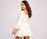 So Sweet Ruffled Cutout Skater Dresses